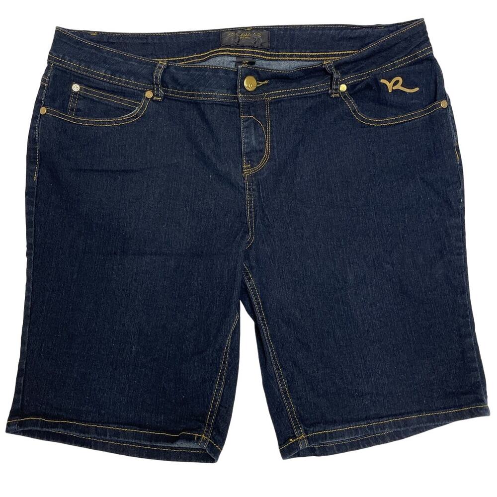 RocaWear Denim Plus Size Shorts,‎ Dark Wash, Shiny Embellished pockets, Size 18 - Picture 2 of 5